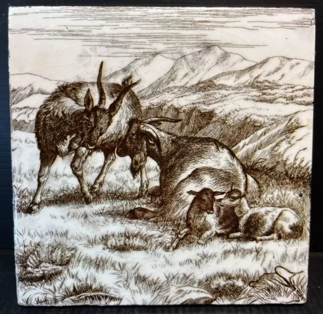 Victorian Aesthetic Minton Tile Goat Billy Kid English John Moyr Smith 1870s