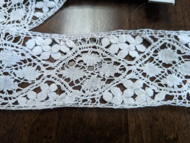 6 Yrd+12" VINTAGE WHITE Insert cotton LACE Trim in MALTESE Style - never used