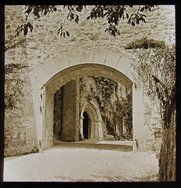 Glass Magic Lantern Slide CHILLON CASTLE ARCHES C1910 OLD PHOTO SWITZERLAND