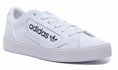 ADIDAS Sleek Cupsole Lacet Décontracté Baskets en Blanc Noir Taille UK 3 - 8