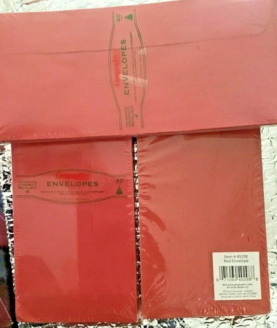 3 - 40 packs No. # 10 RED ENVELOPES - NEW SEALED Christmas Xmas Holiday letters