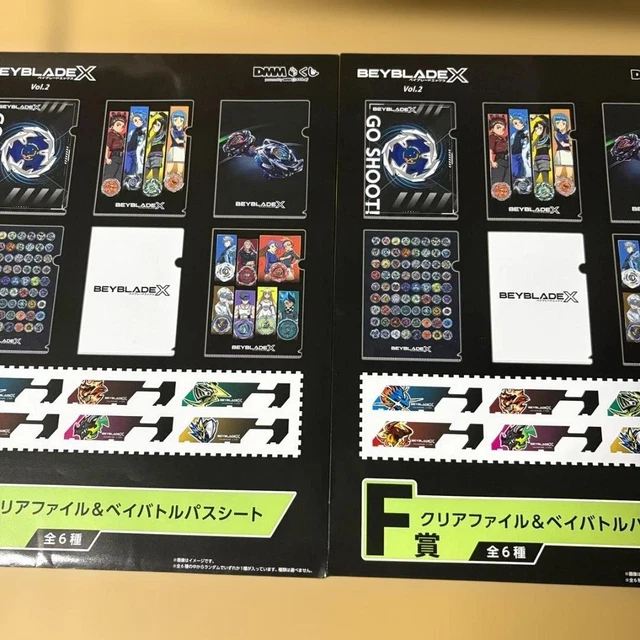BEYBLADE X DMM Lottery F Prize Clear File & Battle Pass Sheet 2 piezas ...