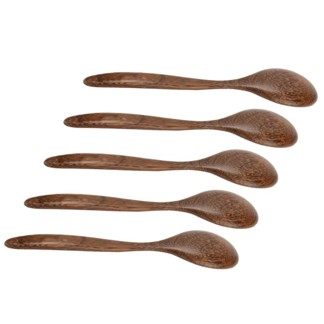 5 pz cucchiaio in legno naturale liscio senza sbavature robusto vintage resistente al calore legno SG5