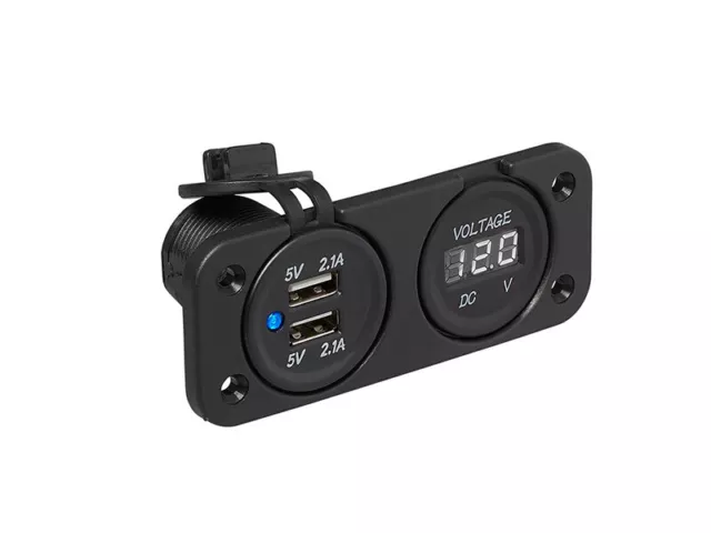 Pat Dual USB Ladegerät Panel 2 in 1 Auto Adapter 12V Steckdose Voltmeter