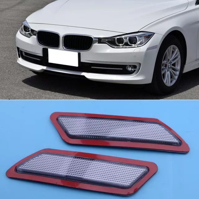 Clear Front Bumper Reflector Side Marker Lights Fit For BMW 3 Series F30 2013-15