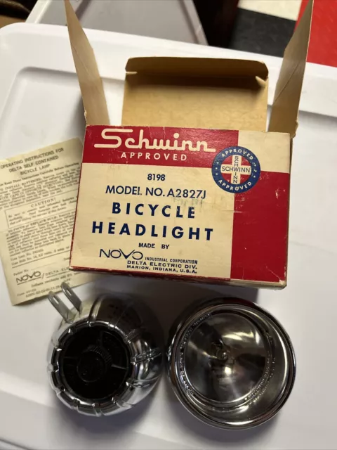 Vintage Schwinn Bicycle Headlight With Box 8198