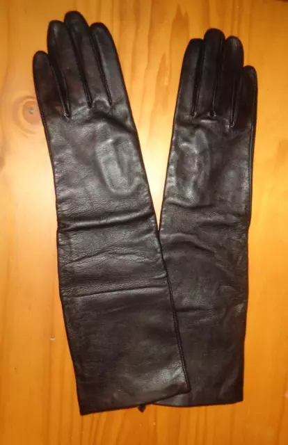 Fownes Brothers Black 100% Nappa  Leather  Elbow Opera    Gloves Nwt  Sz L