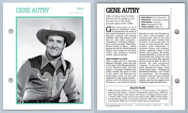 Gene Autry - 1950's Atlas Editions Movie Star Card