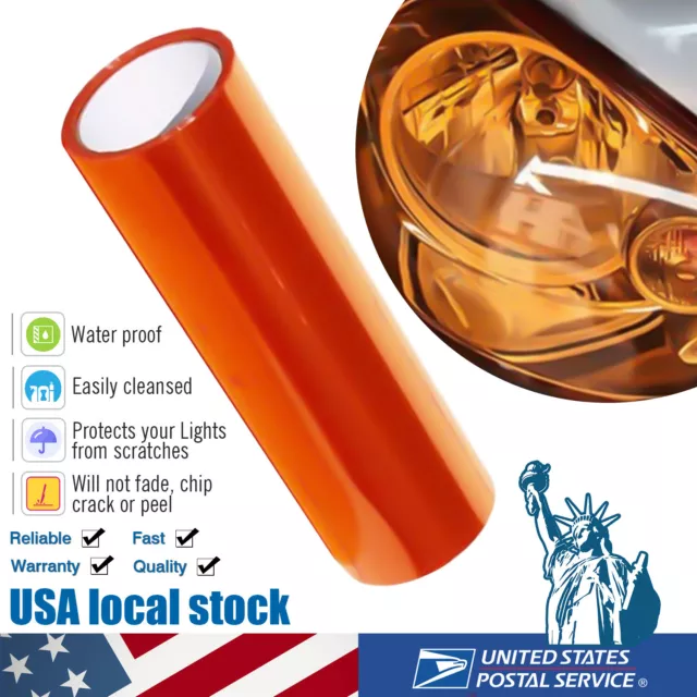 Amber Orange Headlight Taillight Fog Light Tint Film Vinyl Sticker Wrap