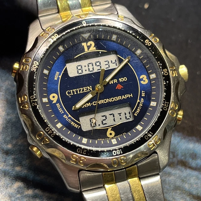 CITIZEN C240E80273 MENS Vintage Ana Digi Two Tone Quartz Watch 150.00