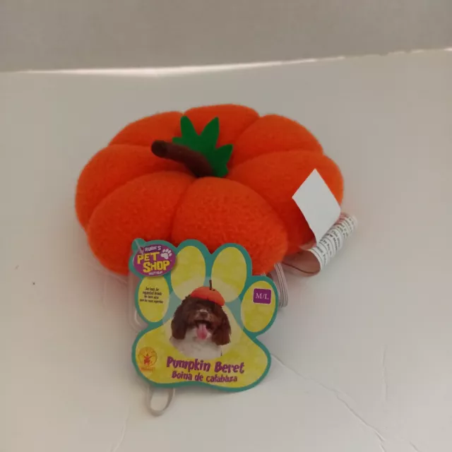 Dog or Cat Halloween Costume Pumpkin Beret Hat Small / Medium