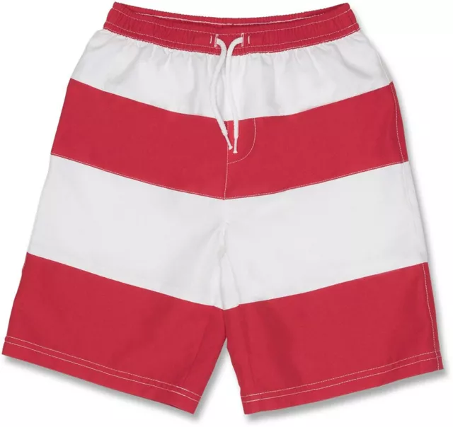 Snapper Rock Jungen 50+ UV Schwimmshorts Badeshorts Shorts Rot/Weiß, 86-92cm