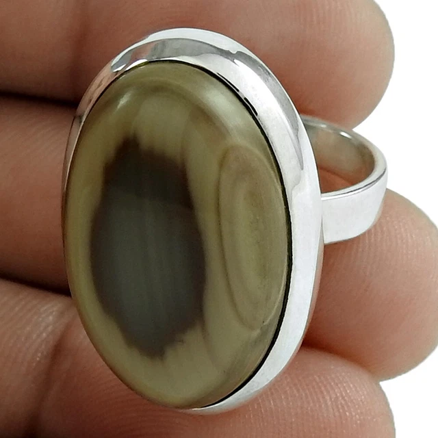Statement Vintage Ring Size 7 925 Silver Natural Imperial Jasper B6