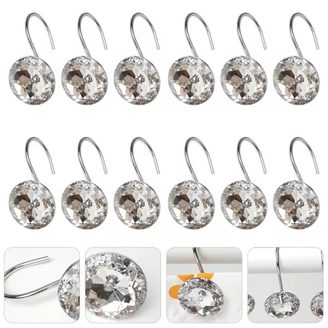 12 Pcs Metal Bathroom Hook Shower Rods Hooks Diamond-shaped Curtain Rings