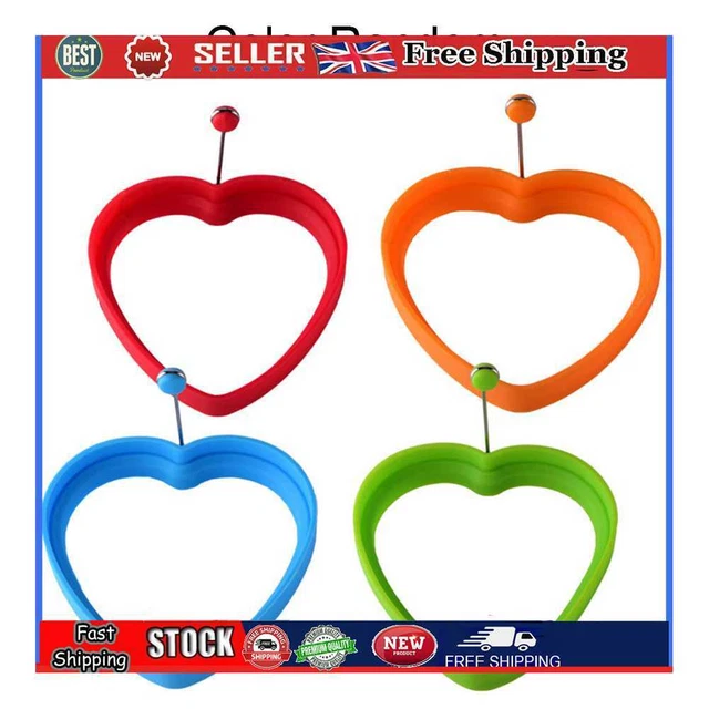 Anelli Cucina Uovo Silicone Colore Antiaderente Casuali per Gadget Cucina (Cuore)