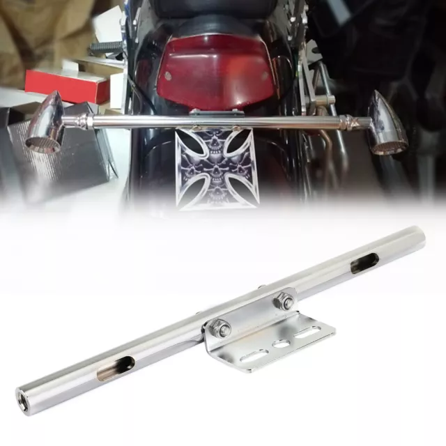 Universal Moto Front Turn Signal Spot Light Bar Mount Bracket Clamp Chrome AV