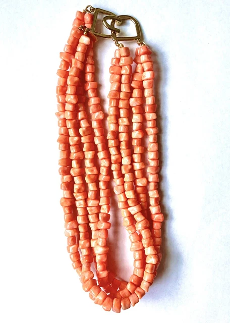 KJL by Kenneth Jay Lane 4-Row Faceted Bead Necklace SIGNED Pink Mid Century Mod KJL by Kenneth Jay Lane 4-Row Faceted Bead Necklace SIGNED Pink Mid Century Mod
