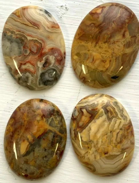 4 Large Genuine Crazy Mexican Stone Cabochons - Beautiful Cabs ! - 40x30x7mm