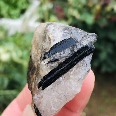 55g Natural Black Tourmaline Rutilated Quartz Crystal Raw Stone Specimen Healing