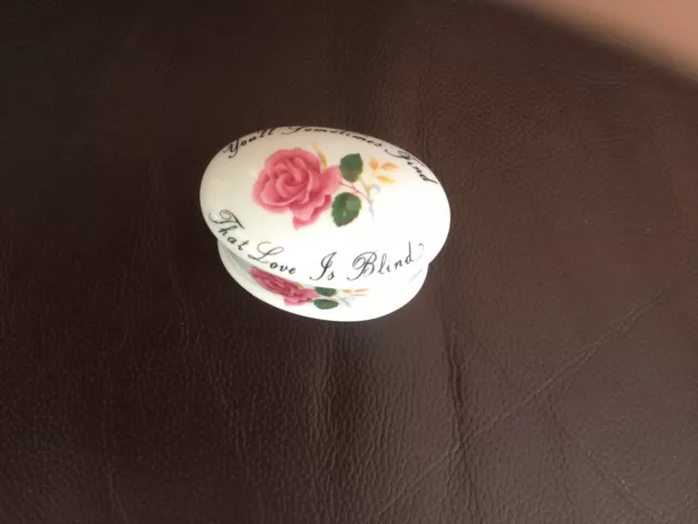 Vintage Bone China Royal Adderley Floral Trinket Box with Quotation on Lid