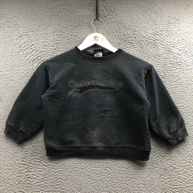 Vintage Harley Davidson Racini Sweatshirt Boys Youth Small S Graphic Logo Black