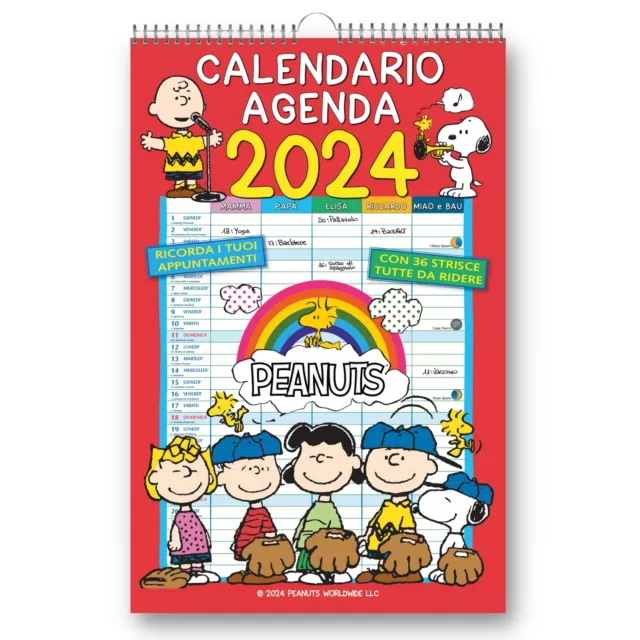 EURO PUBLISHING: Calendario Agenda Peanuts 2024 - Prodotto ufficiale - cm 29x44