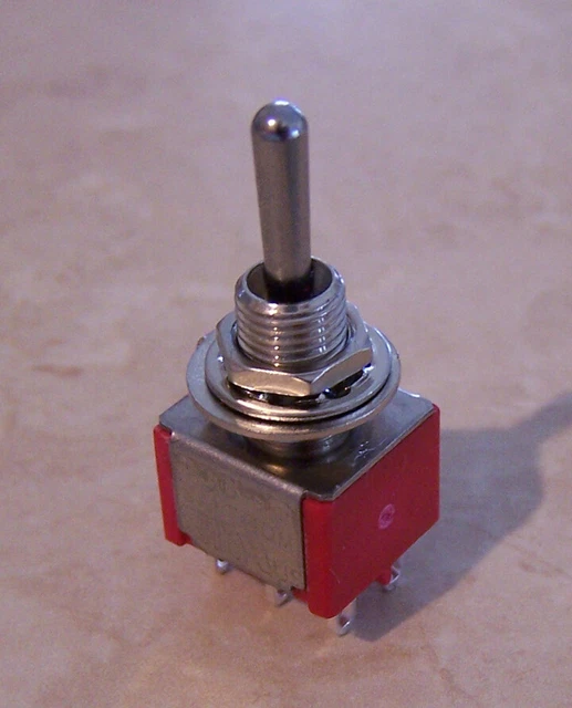 5x Blue DPDT Toggle Switch ON-OFF-ON 6mm Hole – 6-Pin Solder Type, Silver Alloy Contacts
