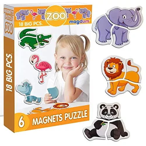 6 Zoo Magnete Kinder Puzzle ab 3 Jahren - Magnete Kinder für magnettafel -