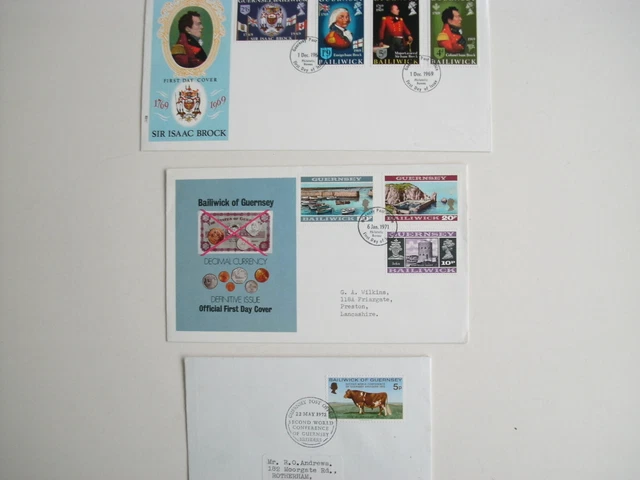 1969/97 GUERNSEY FDC's x 14, MINLY UNADDRESSED WITH SOME INSERTS