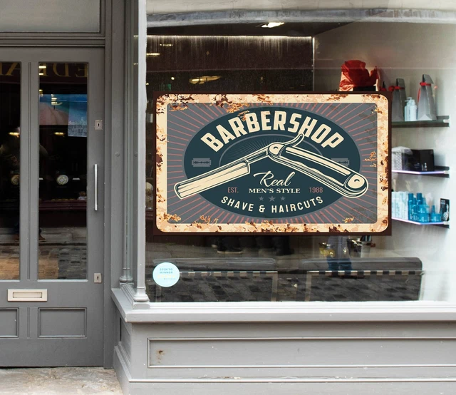 3D MAN HAIR Cut G153 Barber Shop Window Stickers Vinyl Wall Mural ...