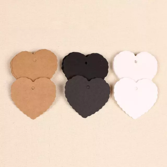 100X Kraft Paper Note Blank Tags Heart Shape Label Wedding Christmas Gift Tags