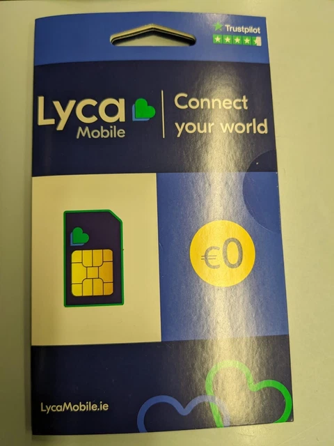 LYCAMOBILE simcard ireland €0