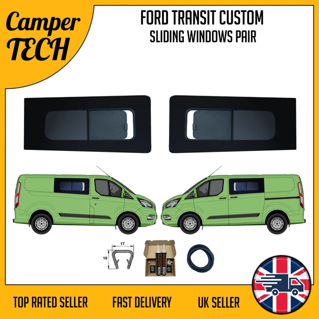FORD TRANSIT CUSTOM SLIDING OPENING Windows with Bonding Kit and U TRIM