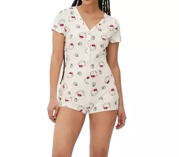 Sanrio Hello Kitty Womens Pyjama Romper Playsuit UK Size 4-20