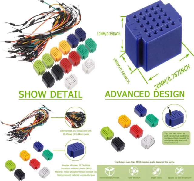 EPLZON 25 Tie Point Mini Breaboard con cavi 14pezzi-25 Punto Di Connessione