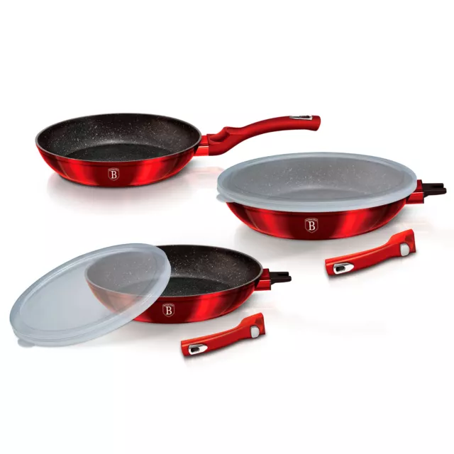 Set di 3 Padelle Antiaderenti Titanium Induzione 20-24-28 Wecook Ecochef  Wecook Nero Ecochef