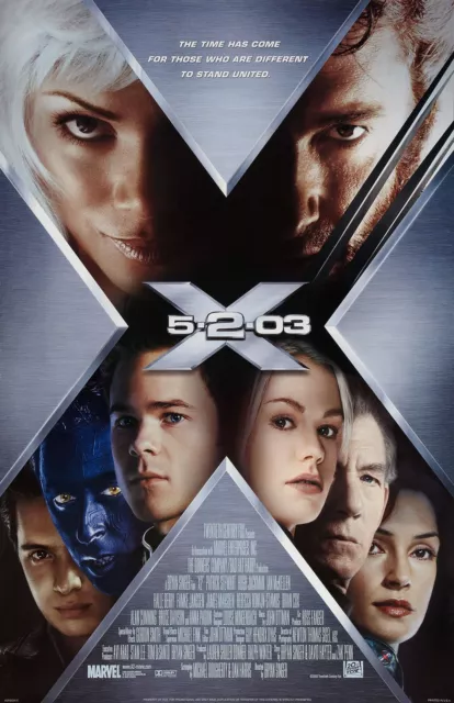 X-Men movie poster (e)  Hugh Jackman, Halle Berry, Patrick Stewart (X2b)