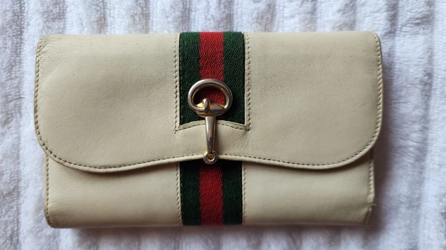 Gucci Vintage White Leather  Continental Long Clutch Wallet
