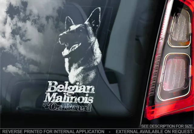 Belgian Malinois Car Sticker - Dog On Board Bumper Window Decal Sign Gift V14