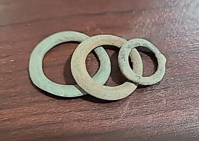 Lot Of 3 Celtic Barbarian Proto Ring Money 500 BC-100 AD. 22, 18 & 13 mm, green