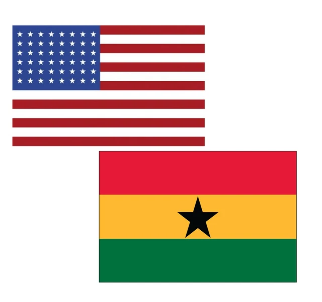 3'x5' Polyester USA & Ghana Flag Set; One Flag for Each Country