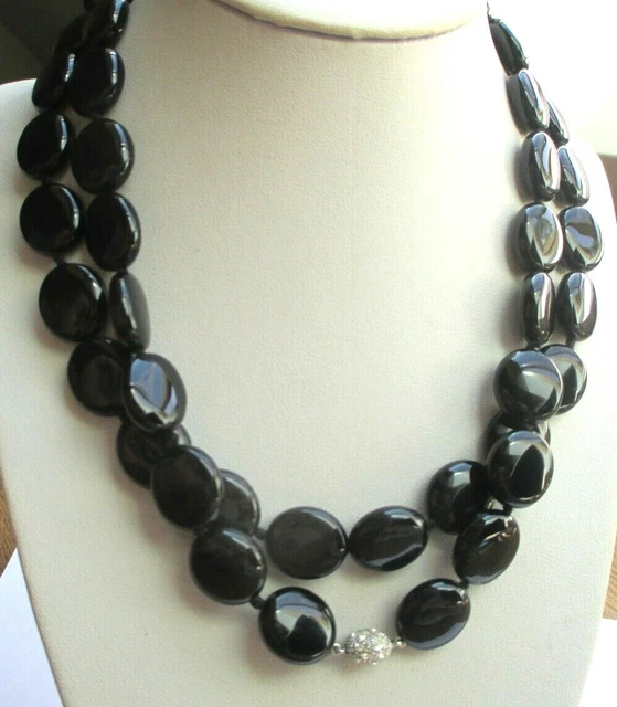 Collier Rétro Noir En Jais Véritable - Sautoir Années 1920/1930 110 Cm Occasion