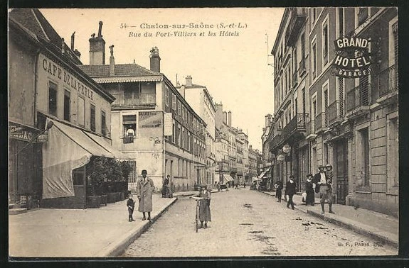 CPA Chalon-sur-Saone, Rue du Port-Villiers and Hotels