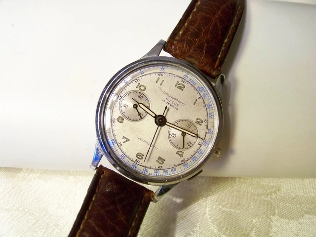 VINTAGE BUTTES WATCH Co Chronograph 17 jewels Swiss For Parts or Repair EUR 207 52 PicClick FR