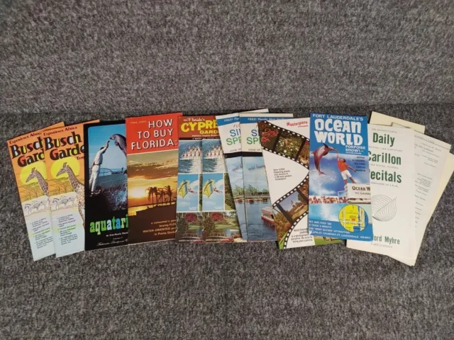 Lot Of 14Vintage 1960s & 1970's Era Florida Travel/ Attractions Brochures