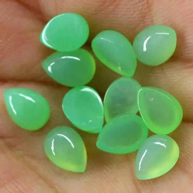 Natural Chrysoprase 3x5mm To 10x14mm Pear Cabochon Loose Gemstone 2