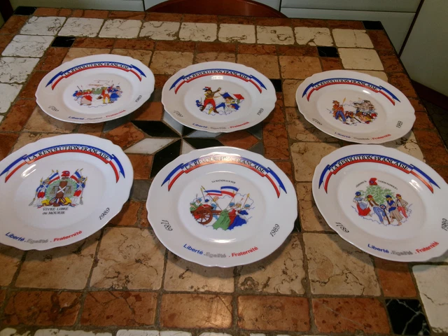 6 ASSIETTES DÉCORATIVES Bicentenaire révolution française 1789 1989 Arcopal France, série complète - France