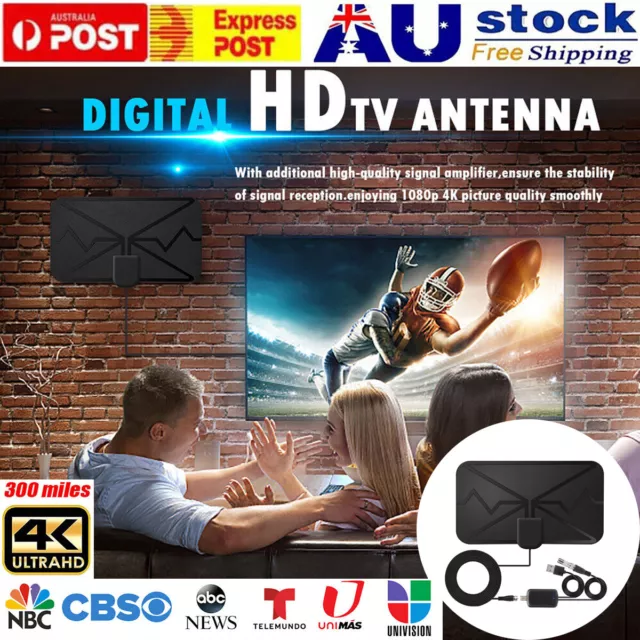 4K 1080P Digital TV Antenna 300 Miles Range Signal Booster Amplifier HDTV Indoor