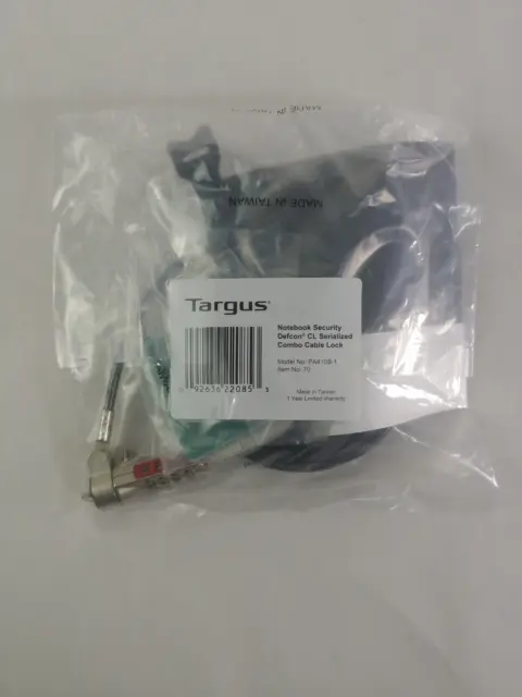 New Targus PA410S-1 Notebook Security Defcon CL Serialized Combo Cable Lock