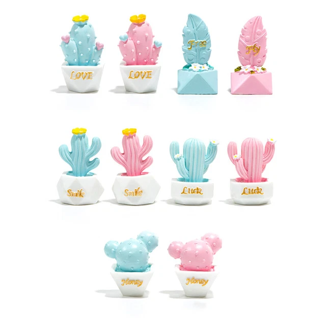 10 Styles Resin Cactus Ornaments Miniature Figurines Cute Accessories DecorA^KE